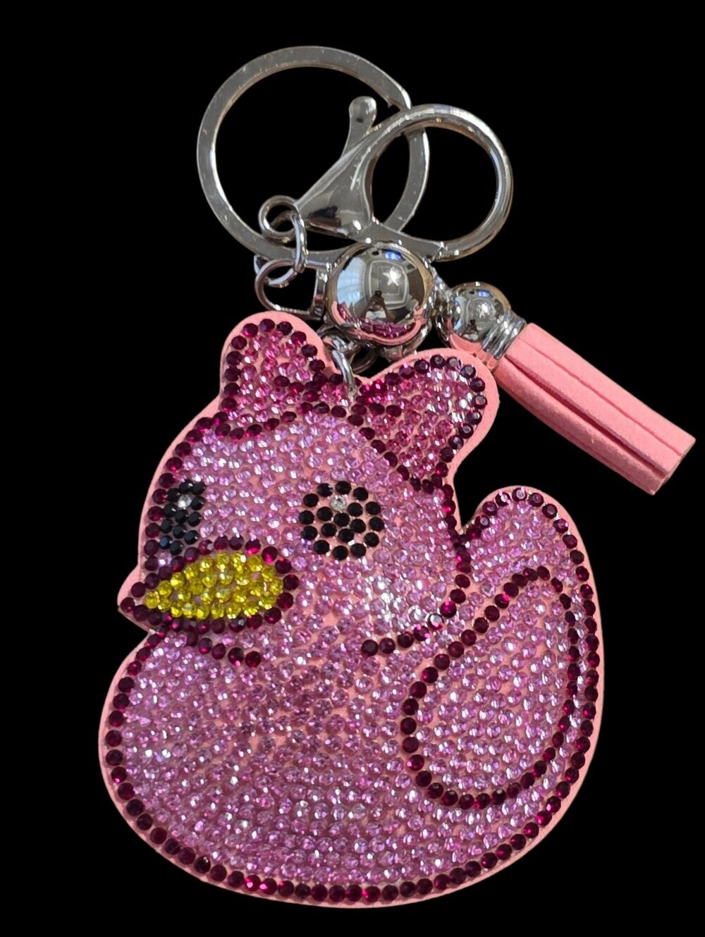 Pink Crystal Duck Bag Charm Keychain Charm